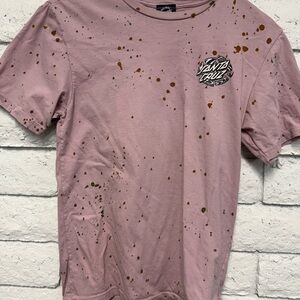 Santa Cruz Skateboards Pink Short Sleeve Tee with Paint Splatters
